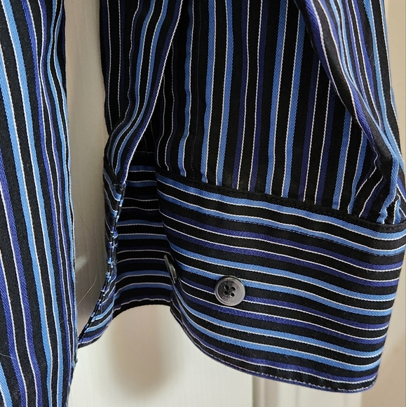 Men's Calvin Klein Striped Button Shirt Size Med - Picture 8 of 12